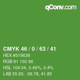 Farbcode: CMYK 46 / 0 / 63 / 41 | qconv.com