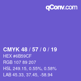 Código de color: CMYK 48 / 57 / 0 / 19 | qconv.com