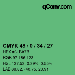 Code couleur: CMYK 48 / 0 / 34 / 27 | qconv.com