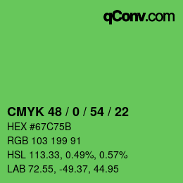 Color code: CMYK 48 / 0 / 54 / 22 | qconv.com