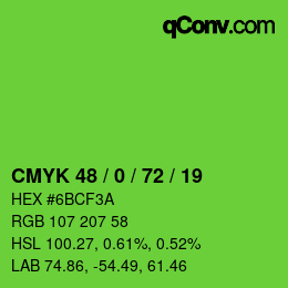 Code couleur: CMYK 48 / 0 / 72 / 19 | qconv.com