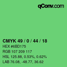 Código de color: CMYK 49 / 0 / 44 / 18 | qconv.com