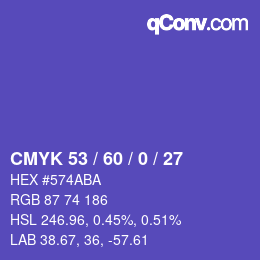 Código de color: CMYK 53 / 60 / 0 / 27 | qconv.com