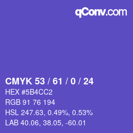 Color code: CMYK 53 / 61 / 0 / 24 | qconv.com