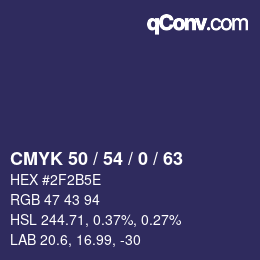 Color code: CMYK 50 / 54 / 0 / 63 | qconv.com