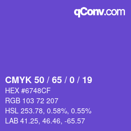 Farbcode: CMYK 50 / 65 / 0 / 19 | qconv.com