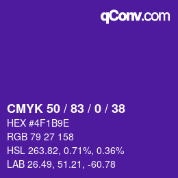 Code couleur: CMYK 50 / 83 / 0 / 38 | qconv.com