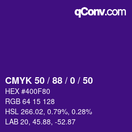 Farbcode: CMYK 50 / 88 / 0 / 50 | qconv.com