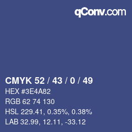 カラーコード: CMYK 52 / 43 / 0 / 49 | qconv.com