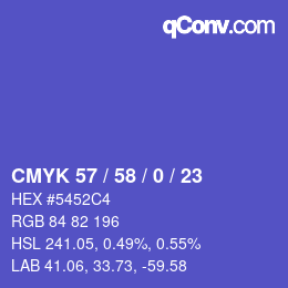 カラーコード: CMYK 57 / 58 / 0 / 23 | qconv.com