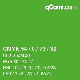 Color code: CMYK 54 / 0 / 73 / 32 | qconv.com