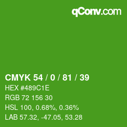 Color code: CMYK 54 / 0 / 81 / 39 | qconv.com