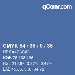 Código de color: CMYK 54 / 35 / 0 / 35 | qconv.com