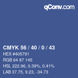 Código de color: CMYK 56 / 40 / 0 / 43 | qconv.com