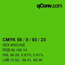 Farbcode: CMYK 56 / 0 / 93 / 23 | qconv.com