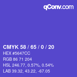 Código de color: CMYK 58 / 65 / 0 / 20 | qconv.com