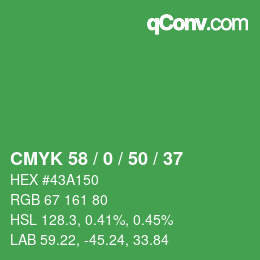 Color code: CMYK 58 / 0 / 50 / 37 | qconv.com