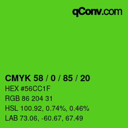 Código de color: CMYK 58 / 0 / 85 / 20 | qconv.com