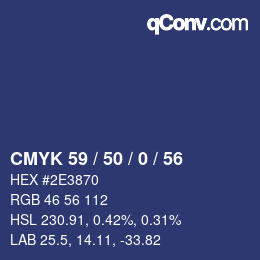 Código de color: CMYK 59 / 50 / 0 / 56 | qconv.com