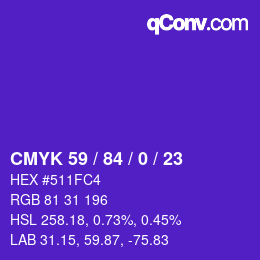 Código de color: CMYK 59 / 84 / 0 / 23 | qconv.com