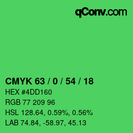 カラーコード: CMYK 63 / 0 / 54 / 18 | qconv.com