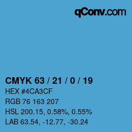 Código de color: CMYK 63 / 21 / 0 / 19 | qconv.com