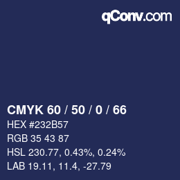 カラーコード: CMYK 60 / 50 / 0 / 66 | qconv.com