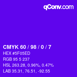 Code couleur: CMYK 60 / 98 / 0 / 7 | qconv.com