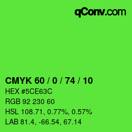 Código de color: CMYK 60 / 0 / 74 / 10 | qconv.com