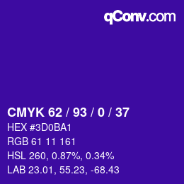 カラーコード: CMYK 62 / 93 / 0 / 37 | qconv.com