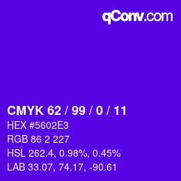 カラーコード: CMYK 62 / 99 / 0 / 11 | qconv.com