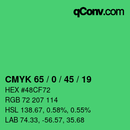 Color code: CMYK 65 / 0 / 45 / 19 | qconv.com