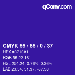 Farbcode: CMYK 66 / 86 / 0 / 37 | qconv.com