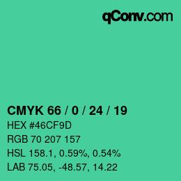 Color code: CMYK 66 / 0 / 24 / 19 | qconv.com