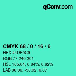 Código de color: CMYK 68 / 0 / 16 / 6 | qconv.com