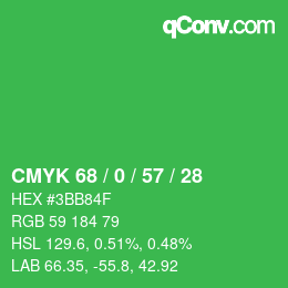 Color code: CMYK 68 / 0 / 57 / 28 | qconv.com