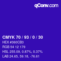 Farbcode: CMYK 70 / 93 / 0 / 30 | qconv.com