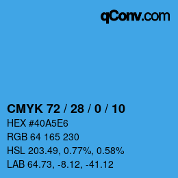 カラーコード: CMYK 72 / 28 / 0 / 10 | qconv.com