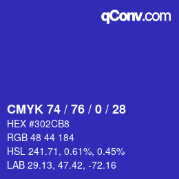 Código de color: CMYK 74 / 76 / 0 / 28 | qconv.com