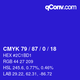 Código de color: CMYK 79 / 87 / 0 / 18 | qconv.com