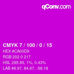 Farbcode: CMYK 7 / 100 / 0 / 15 | qconv.com