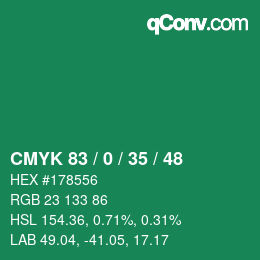 Código de color: CMYK 83 / 0 / 35 / 48 | qconv.com