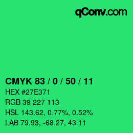 Farbcode: CMYK 83 / 0 / 50 / 11 | qconv.com