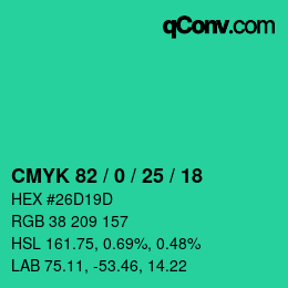 Código de color: CMYK 82 / 0 / 25 / 18 | qconv.com