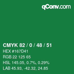 Color code: CMYK 82 / 0 / 48 / 51 | qconv.com