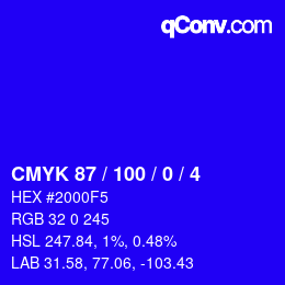 Color code: CMYK 87 / 100 / 0 / 4 | qconv.com