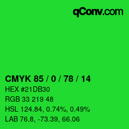 Color code: CMYK 85 / 0 / 78 / 14 | qconv.com