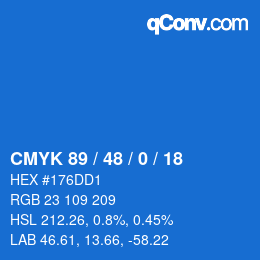 カラーコード: CMYK 89 / 48 / 0 / 18 | qconv.com