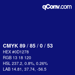 Color code: CMYK 89 / 85 / 0 / 53 | qconv.com