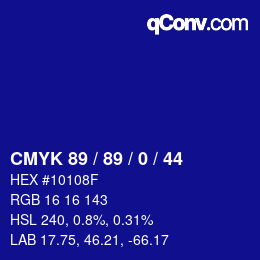 Code couleur: CMYK 89 / 89 / 0 / 44 | qconv.com